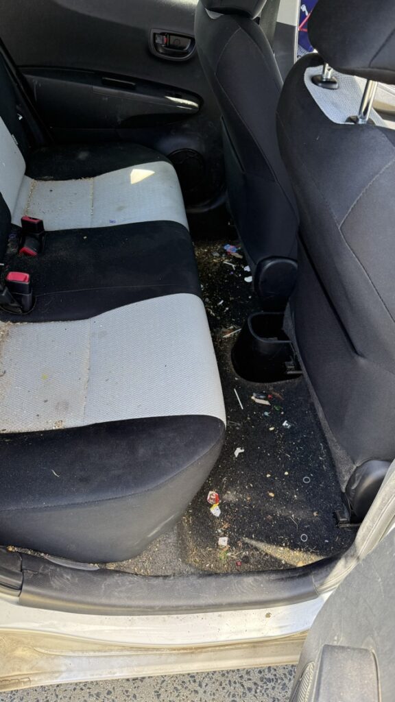 Yaris interior photographed before detailing.